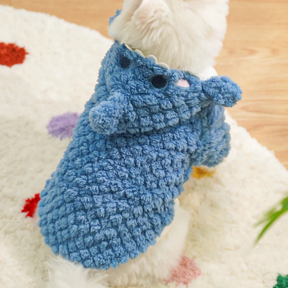 Funny Dog Shark Costume Cute Autumn Winter Pet Clothes Halloween Holiday Coat Cosplay Dress Warm Fleece Hoodie for Small Dogs