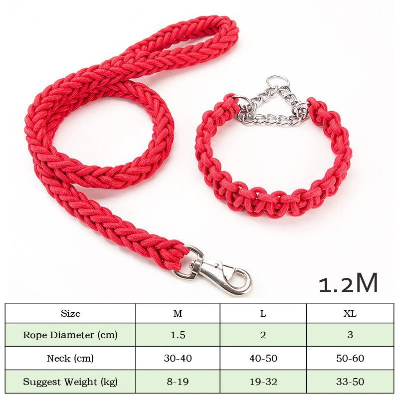 Durable Nylon Dog Collar Leash Set Traction Rope Medium Big Dog Walking Accessories Labrador Husky P-Chain Travel Pet Products