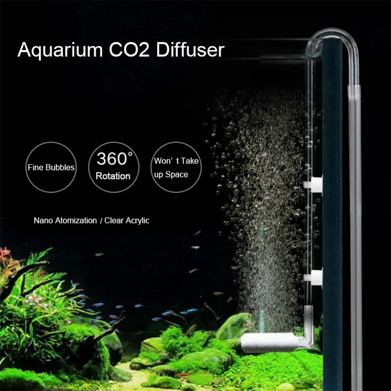 1Pc CO2 Diffuser Acrylic Tank Regulator CO2 Atomizer with Nano Diffuser Suction Cups Acrylic Aquarium Fish Tank Aquatic supplies