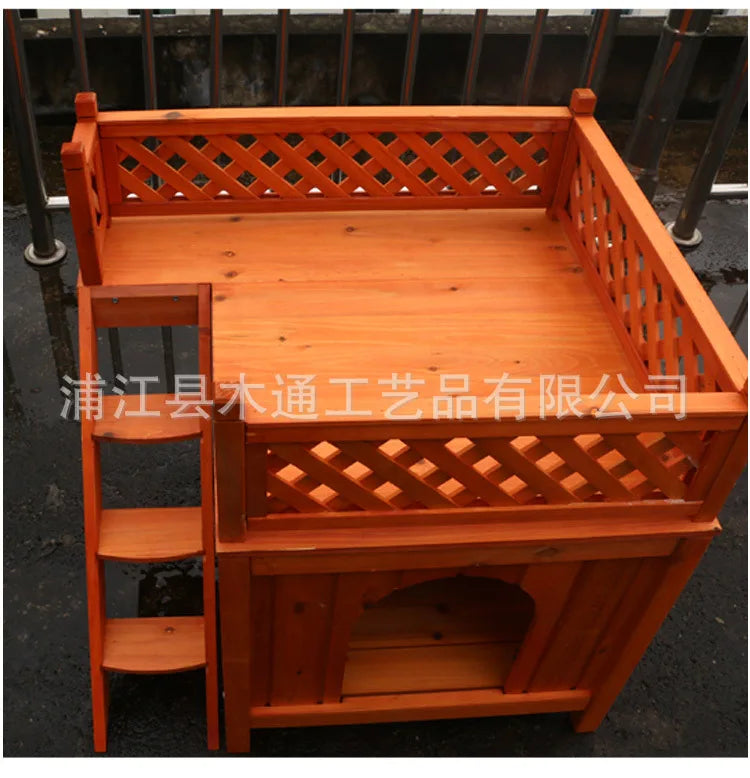 Teddy's Nest Kennel Wooden Cage Kennel Dog Furniture Small Double Deck Kennel Cat Villa Cat Nest Cattery