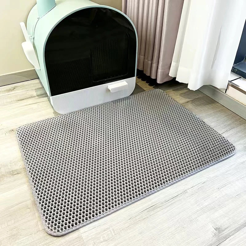 1pc, Cat Litter Mat, Cat Waterproof Litter Trapping Mat,Double Layer Filter Washable Non Slip Cat Mat For Cleaning, Pet Supplies