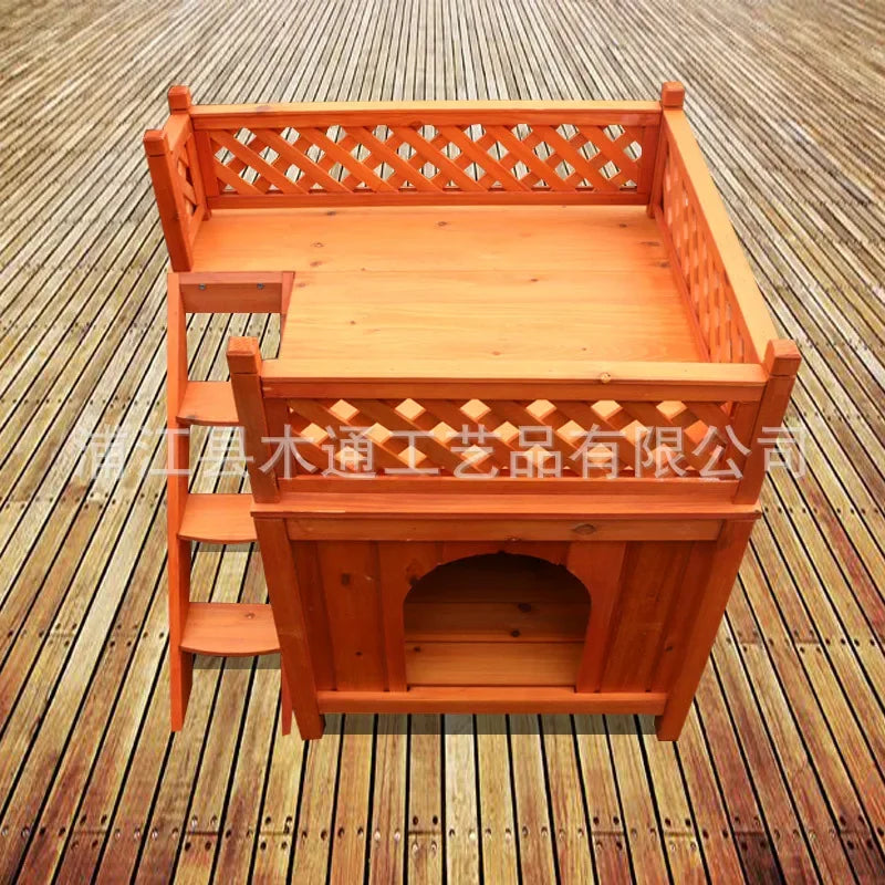 Teddy's Nest Kennel Wooden Cage Kennel Dog Furniture Small Double Deck Kennel Cat Villa Cat Nest Cattery