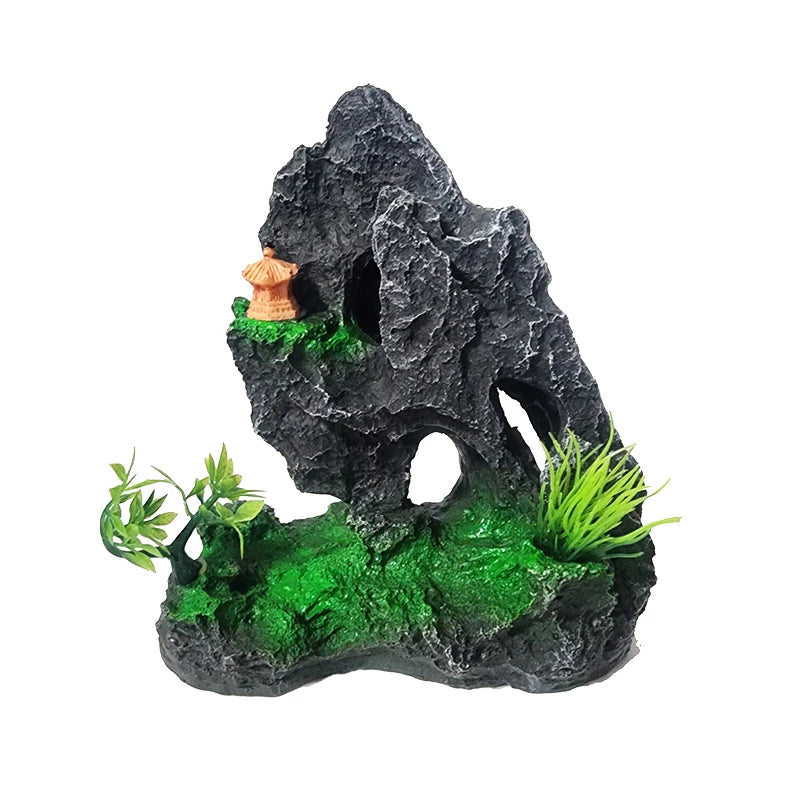 Resin Aquarium Rockery Mountain Decoration Artificial View Rock Cave Stone Tree Fish Tank Ornament Pet Supplies Home Decor