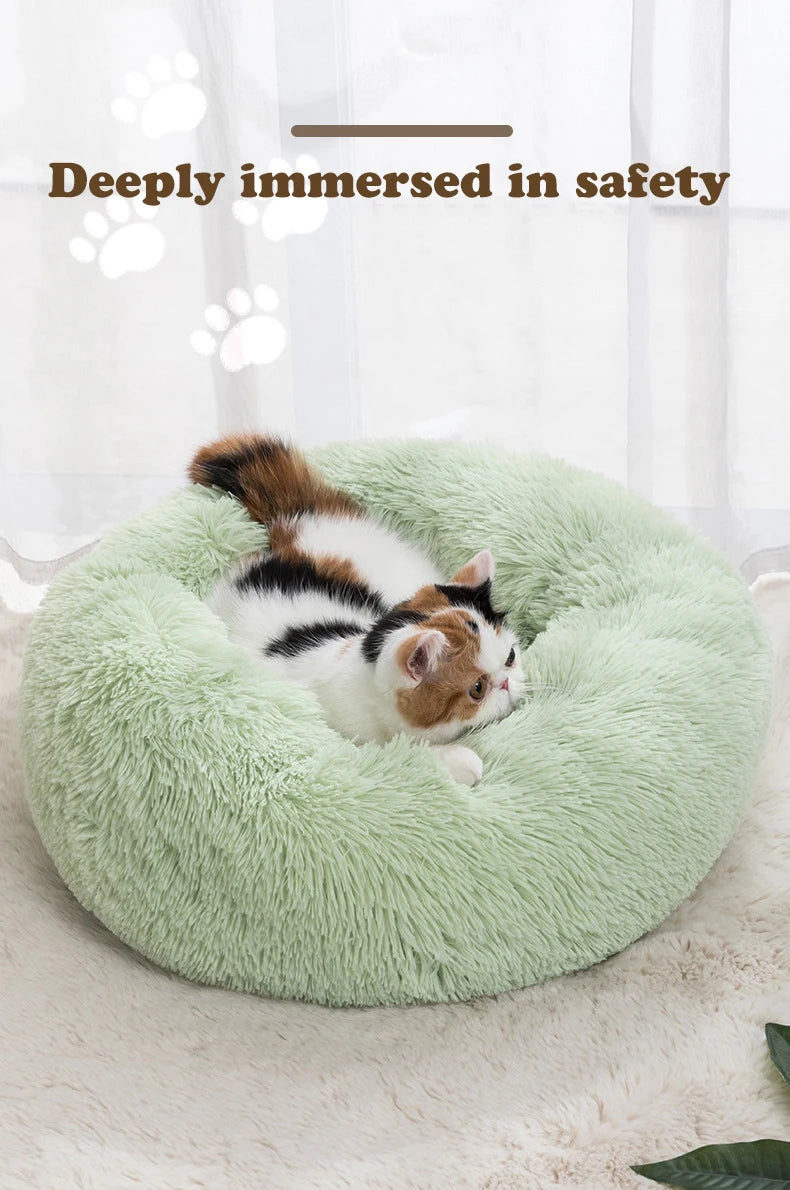Circular Cat Bed with Plush Insulation Deep Sleep for Pets Soft Macaron Pet Mat Removable and Washable Suitable for All Seasons