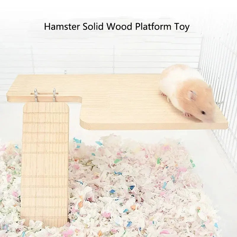 1pc Functional Wooden Hamster House Desk Platform Pet Stand Toy Station Board Pet Products Hamster Cage Golden Bear Toy Supplies