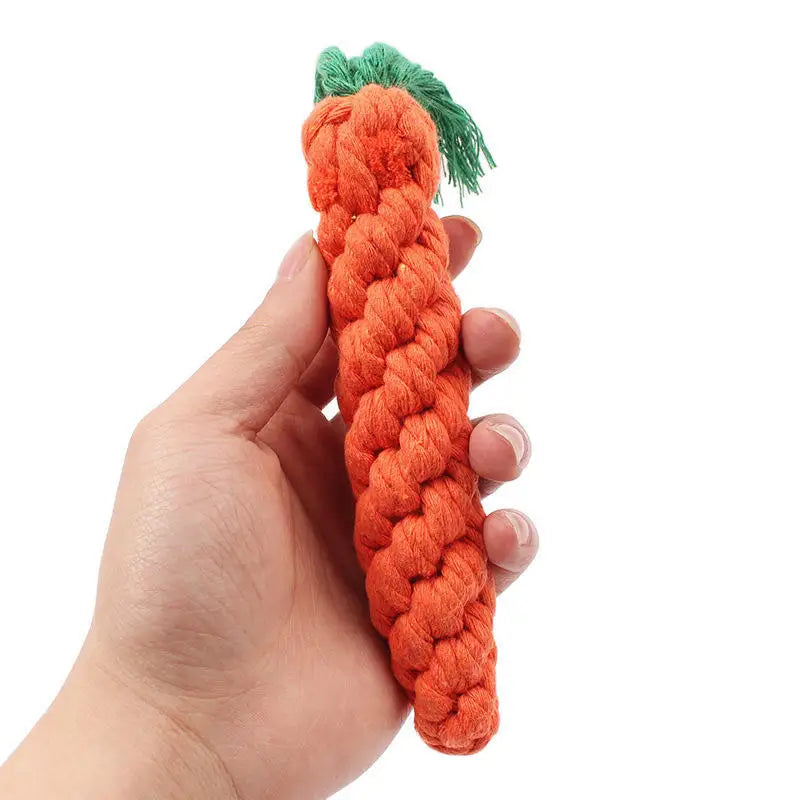 Dog Toy Carrot Knot Rope Ball Cotton Rope Durable Braided Chew Toy Puppy Cleaning Teeth Bite Resistant Pet Supplies Accessories