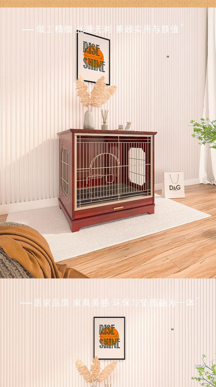 Spot solid wood Chinese dog cage, small and medium-sized Shiba Inu Teddy Corgi special high-end luxury furniture boutique dog ho