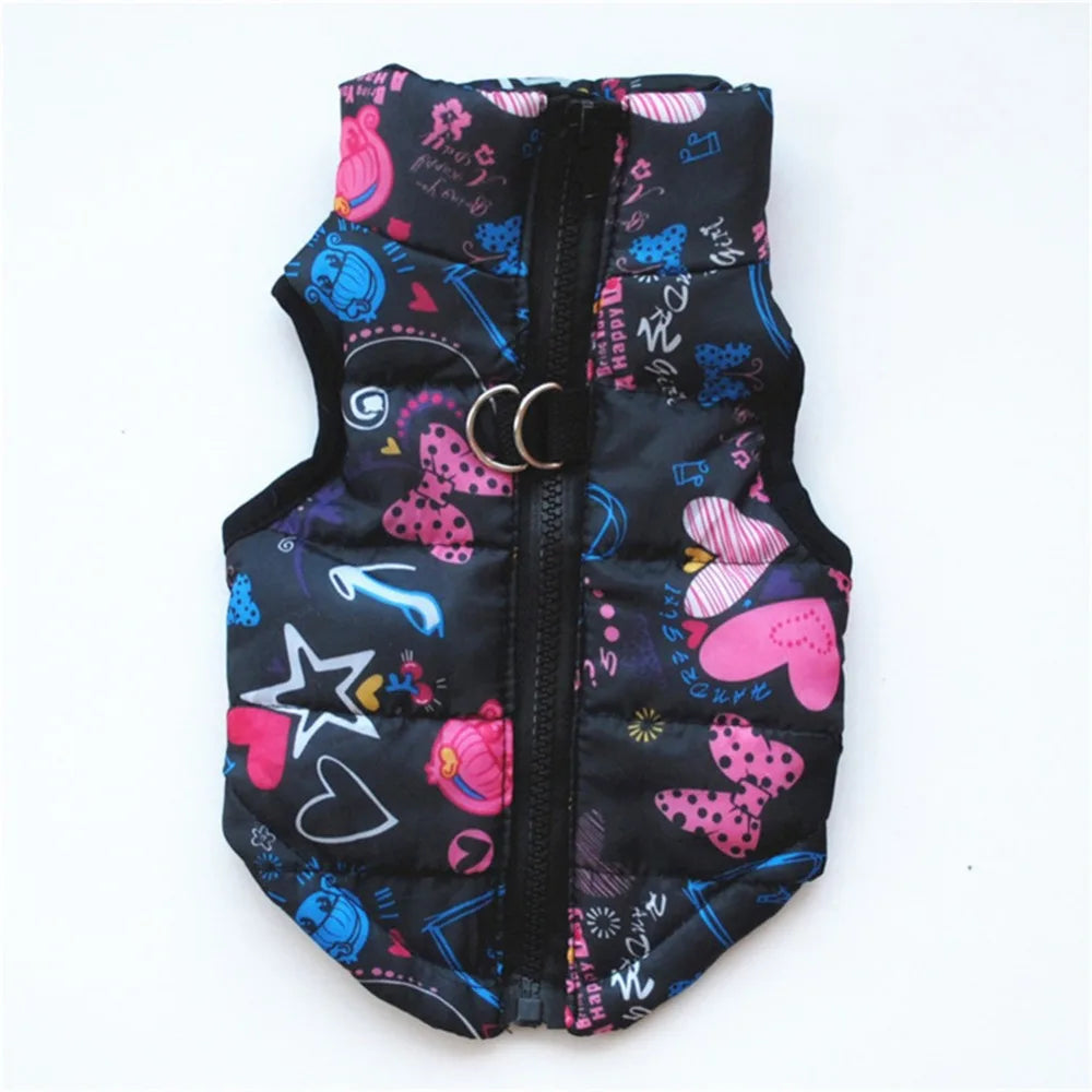 Windproof Pet Vest Jacket Winter Warm Big Dog Clothes Puppy Harness Clothing Funny Printed Coat for Small Medium Dogs Cats XS-XL