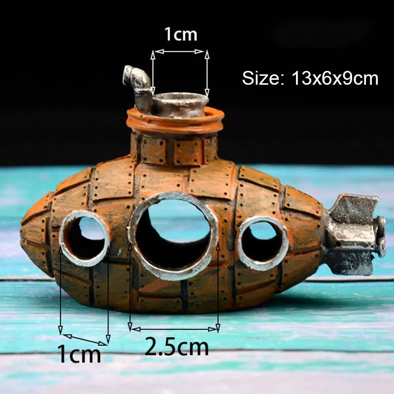 Artificial Aquarium Decoration Shelter Ornament Submarine Decor Resin Landscaping House for Fish Accessories for Aquarium Stuff