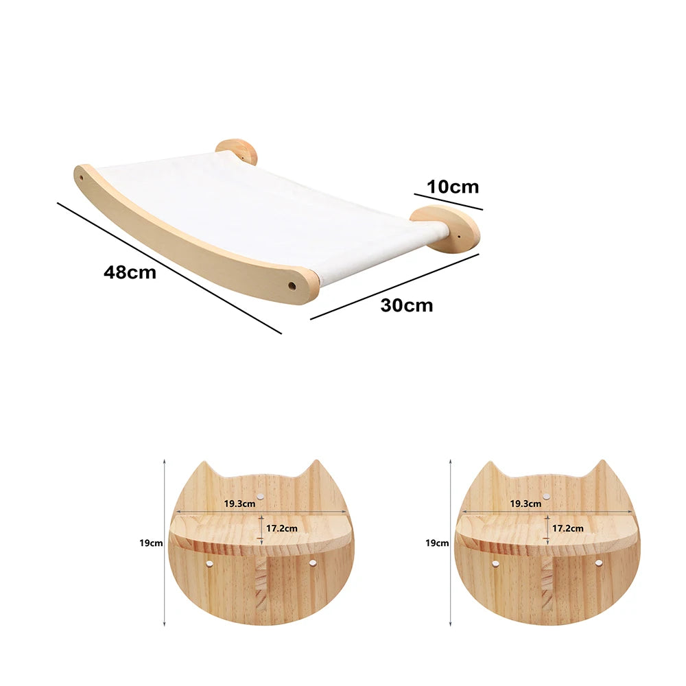 Cat Hammock Wall Mounted Wooden Scratcher Cat Climbing Shelves Kitty Beds Perches Stable Cats Wall Shelves For Sleeping Playing