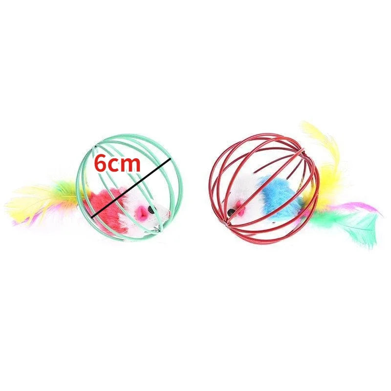 Cat Toy Pet Cat Kitten Playing Mouse Rat Mice Ball Cage Toys Pet Supplies Random Color аксесуари для котів
