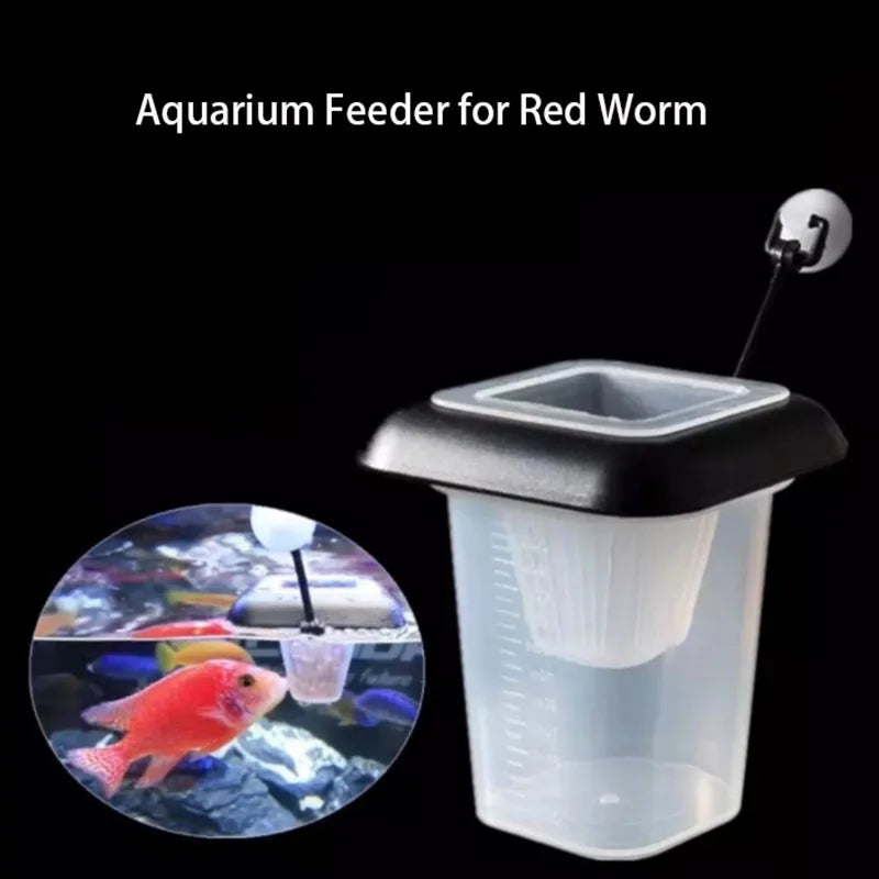 1pcs Plastic Feeder Set With Suction Cup For Aquarium Red Worm Feeding Fish Tank Cone Live Food Tapered Hopper Basket Supplies