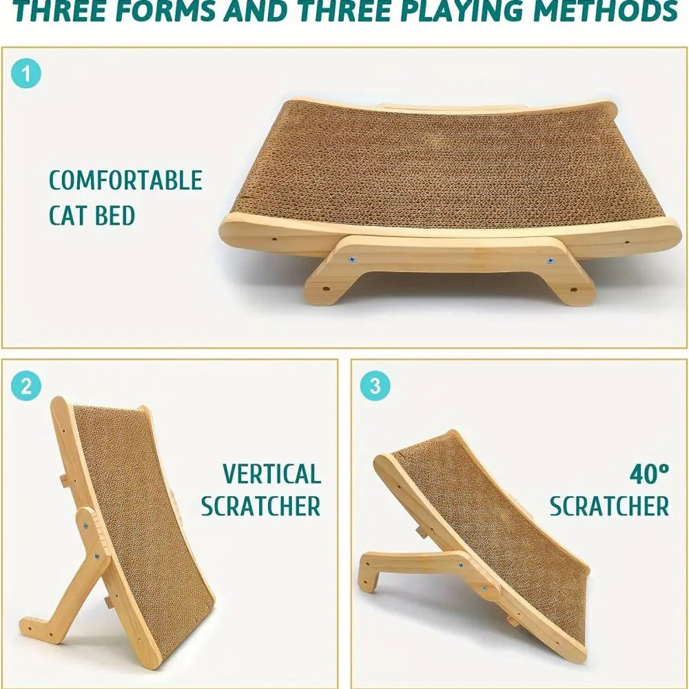 Cat Toys Wooden Cat Scraper Scratching Bed Detachable Grinding Claw 3 In 1 Cat Scratch Board Training Grinding Claw for Cats