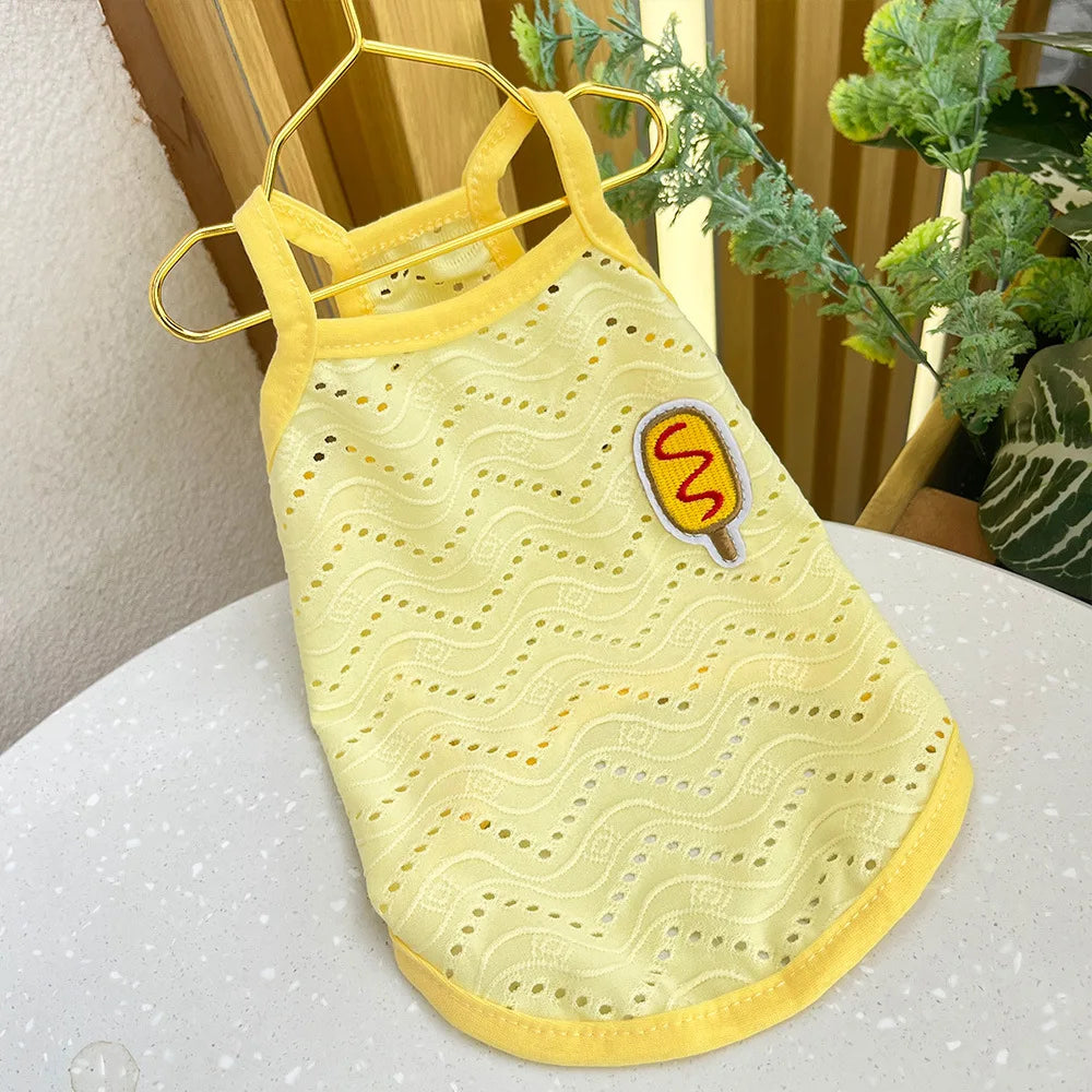 Spring and summer small dog clothing minimalist suspender thin breathable small and medium-sized dog pet cat clothing supplies