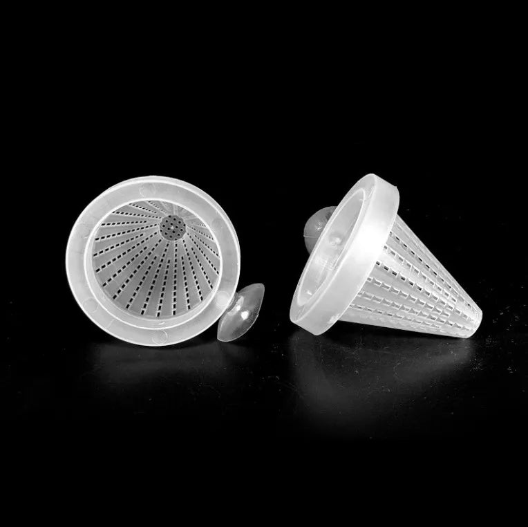 1pcs Plastic Feeder Set With Suction Cup For Aquarium Red Worm Feeding Fish Tank Cone Live Food Tapered Hopper Basket Supplies