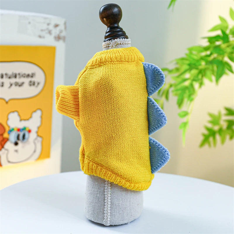 Halloween Party Pet Dog Clothes Dinosaur Shaped Dark Green Lovely Sweaters Cat Outfits Warm Knitted Cosplay York Kitten Clothing