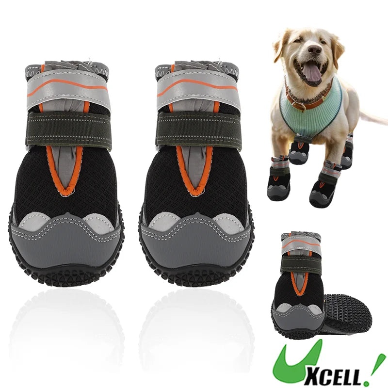 UXCELL 4pcs Summer Dog Shoes Breathable Mesh Dog Boots Paw Protectors for Hot Roads Outdoor Walking Pet Shoes Portswear