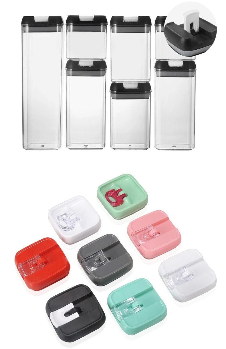 7pcs/set Food Storage Containers Plastic with Lids Kitchen Storage for Rice Sugar Flour Pasta Cereal Storage Containers