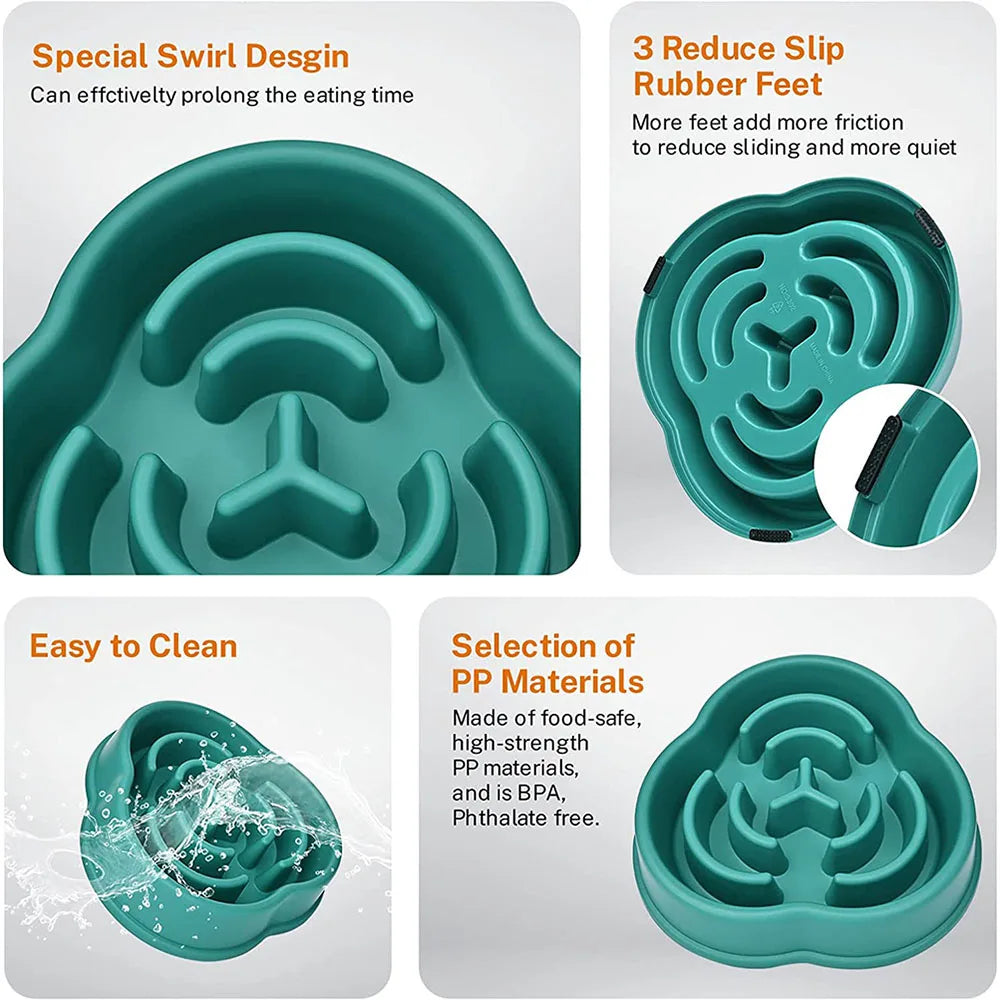 Dog Puppy Slow Feeder Bowl Non Slip Puzzle Bowl Anti-Gulping Dog Slower Food Feeding Dishes Pet Bowl for Large Medium Small Dogs