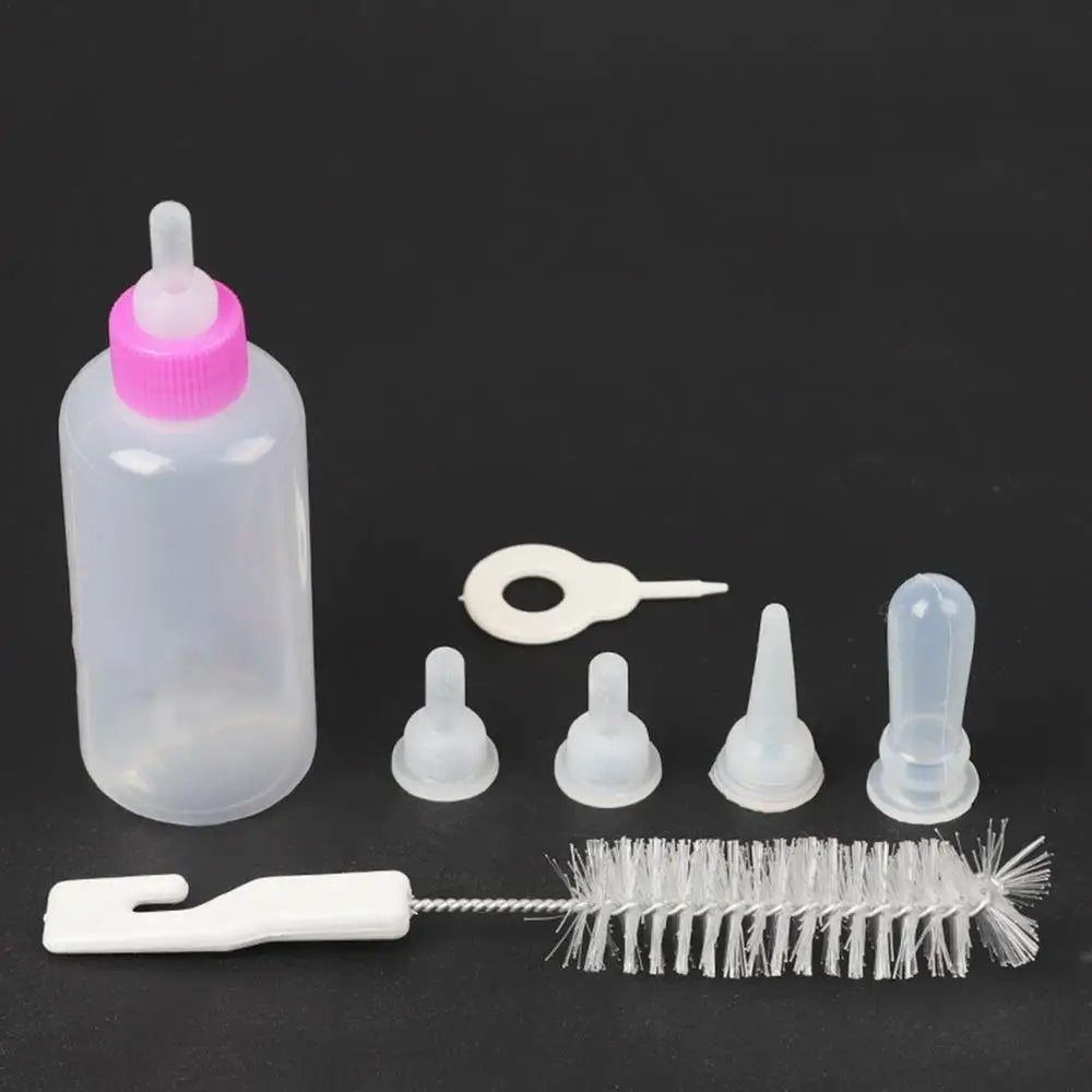 7pcs Puppy Nursing Bottle Kit Feeder Bottle Set for Small Dogs Replacement Feeding Nipples Cleaning Brushes for Puppies Kittens