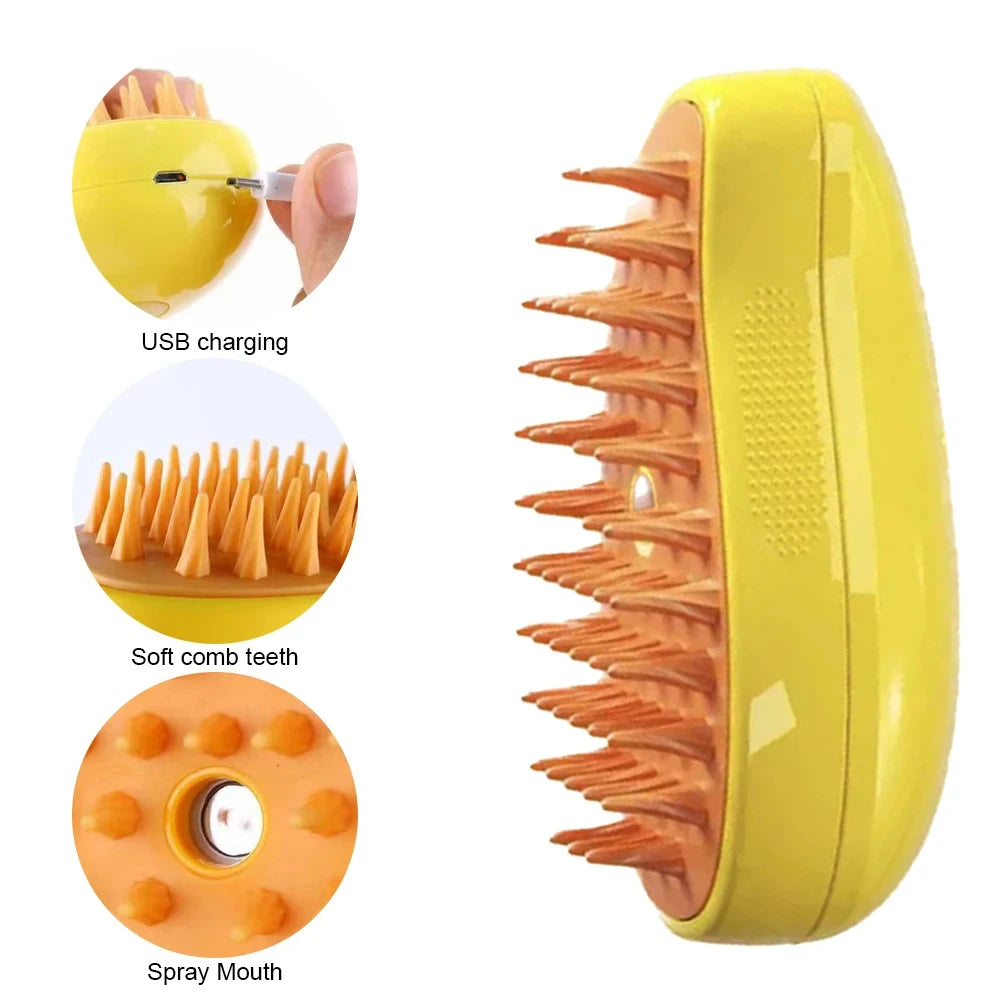 3 in 1 Cat Hair Removal Combs Steam Brush Steamy Dog Brush Electric Spray Cat Hair Brushes for Massage Pet Grooming Comb