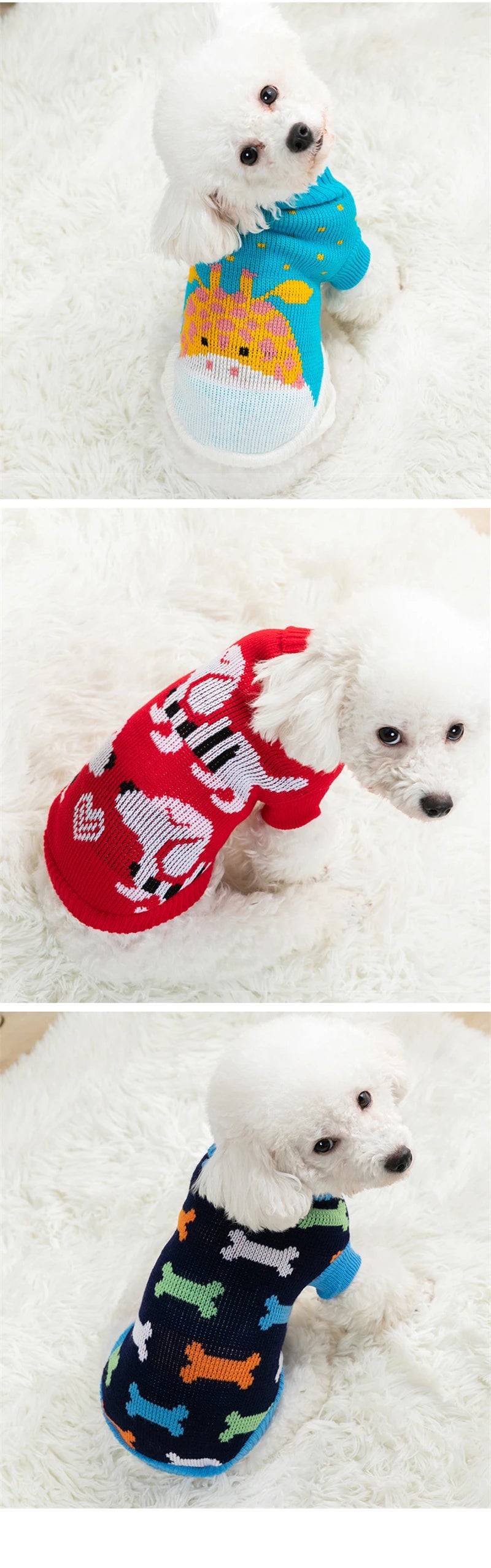 Luxury Designer Clothes for Dogs Cartoon Animal High Collar Winter Chihuahua Clothing Pet Keep Warm Winter Christmas Cat Sweater