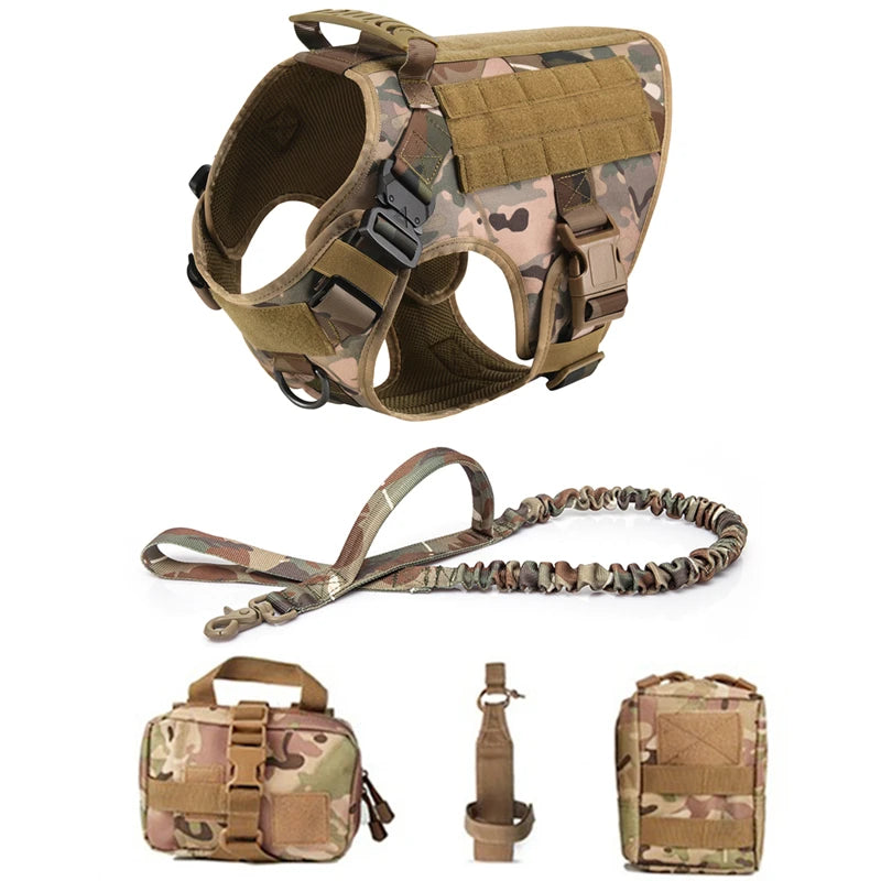 K9 Tactical Military Vest Pet German Shepherd Golden Retriever Tactical Training Dog Harness and Leash Set For All Breeds Dogs