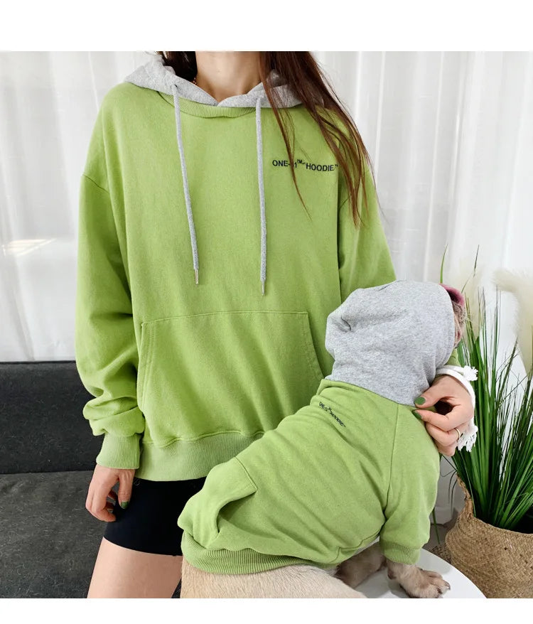 The New Pet Clothes Dog Clothes Parent-child Wear Spring and Autumn Korean Version Pure Cotton Hoodie Four Colors Seven Sizes
