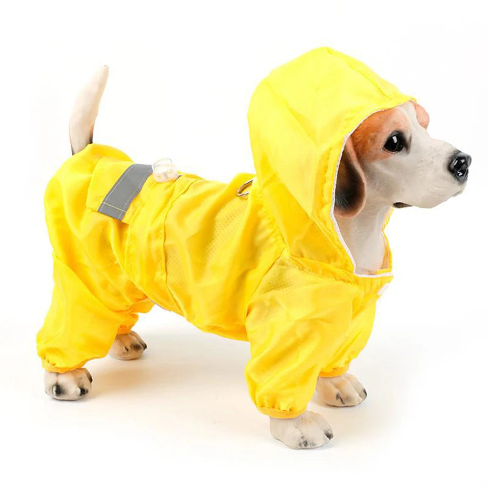 Dogs Raincoat Adjustable Puppy Dog Raincoat Waterproof 4 Legs Raincoat for Small Dogs Outdoor Pet Poncho with Reflective Strap