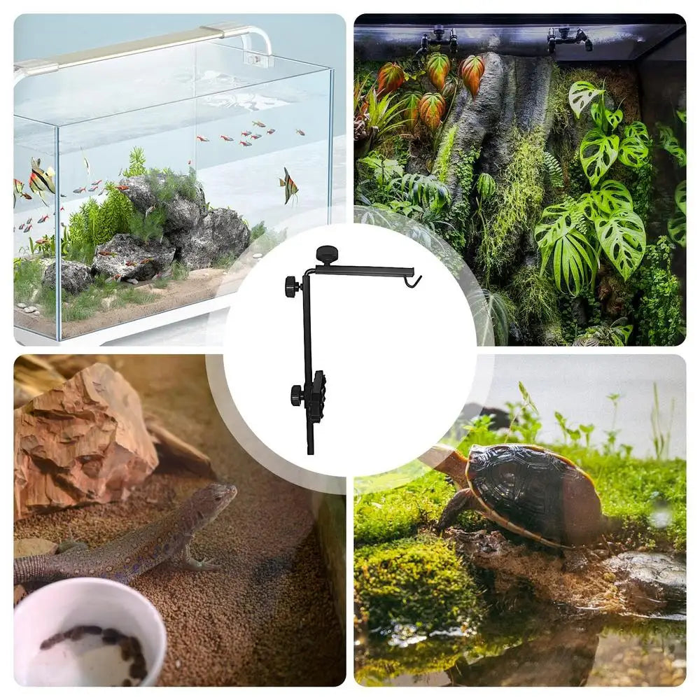 Suction Reptile Lamp Holder Hunging Aquariums Light Stand Adjustable Small Reptile Dome Lamp Bracket For Tortoise Lizards