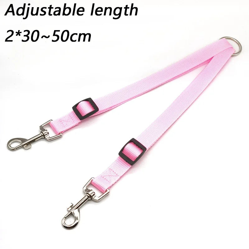 Double Twin Dual Coupler Dog Leash Two in One Strong Nylon V Shape Adjustable Pet Dog Leash Colorful Two Ways 2 Dogs Pet Lead