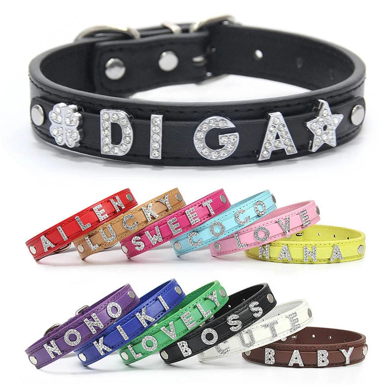 10mm Chrome Alloy Diamond Capital English Alphabet Jewelry Manual Diy Cat Claw Love Pet Collar Accessories
