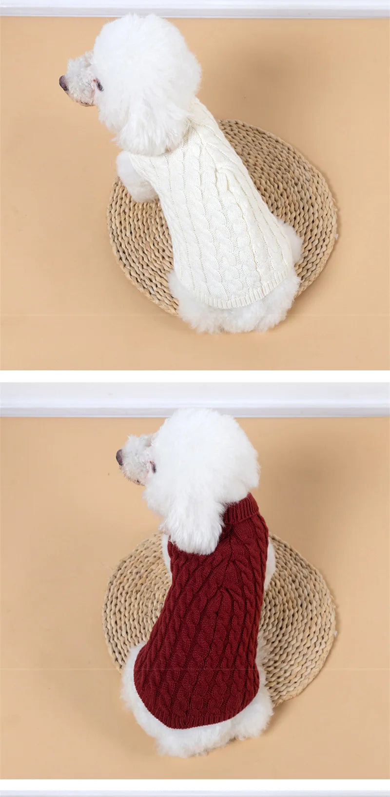 Teddy Bear Small Dog Clothes Solid Color Warm Winter Sweaters for Cats Lightweight Knitting Vest Leisure Outdoor Pet Overalls