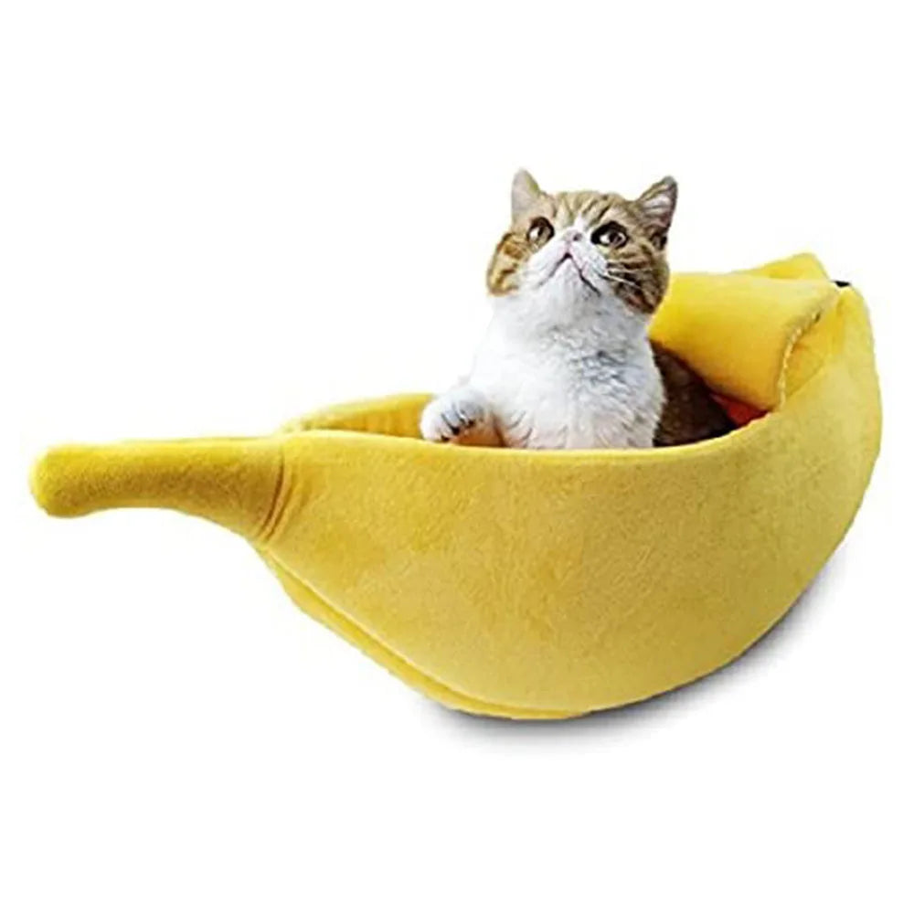 Puppy Dog Bed Cat Bed Pet Sofas Comfortable and Washable Cute Banana Shape Pug Doggy Kitten Sleeping Bed Nest for Small Animals