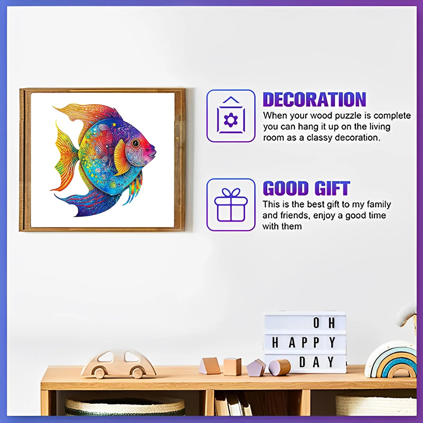 Top Quality 3D Jigsaw Wooden Puzzles Fish Bird Animal Shape Card Adults Kid Toys Gifts Family Puzzle Game Home Decoration 