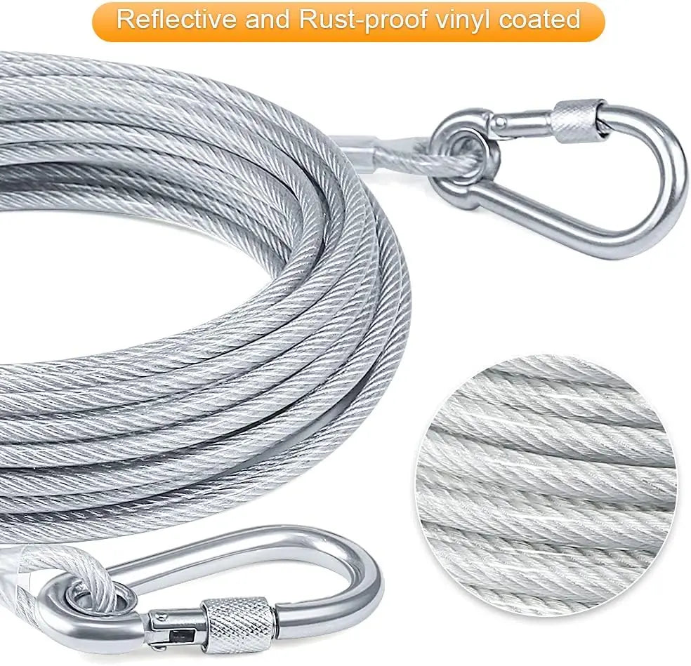 Dog Tie Out Cable Long Steel Wire Dog Leash,Heavy Duty & Durable Dog Chain for Yard,Dog Leads for Large Dogs Up to 150 Lbs