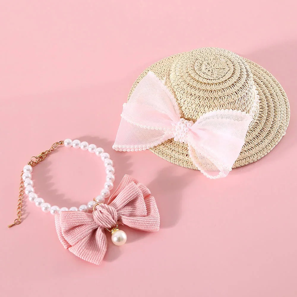 Dog Pearls Necklace Jewelry for Small Dog Puppy Cat Wedding Collar Chihuahua Yorkie Girl Pet Clothes Costume Outfits Accessories
