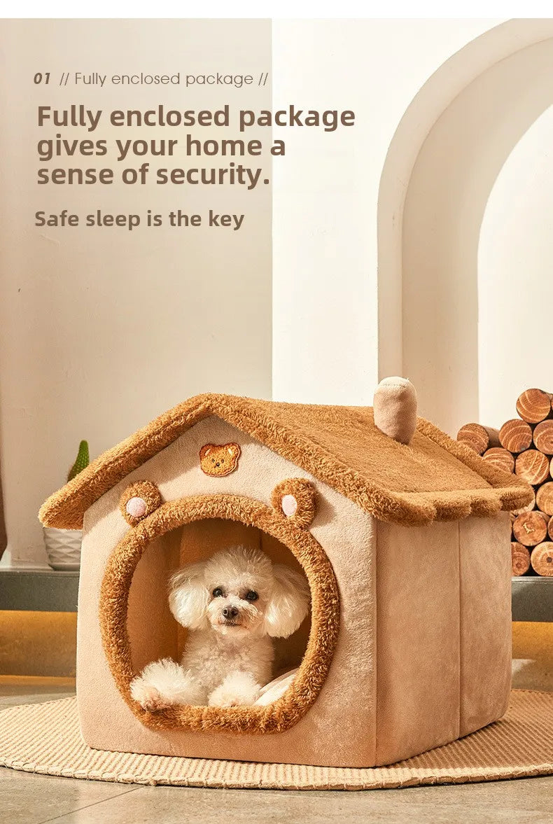 The kennel is universal in all seasons, the house type is small, the dog can be dismantled and washed, the dog house cat litter