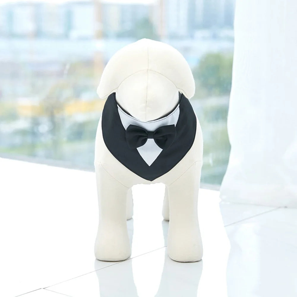 Pet Bow Tie Dog Collar Tuxedo Bandana Adjustable Formal Puppy Triangular Neck Wear for Wedding Birthday Dress-up Cosplay Party