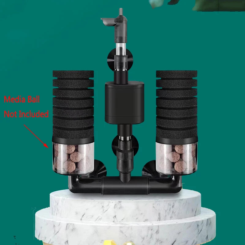 Black Aquarium Filter With Pump For Fish Tank Air Pump Skimmer Biochemical Sponge Filter Aquarium Bio Filters Filtro Aquario