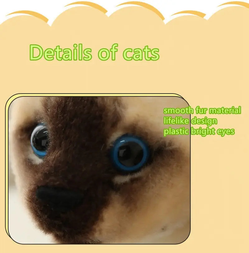 Stuffed Siame Cats Plush Toy 20/25cm Simulation American Shorthair Cute Cat Pet Toys Lifelike Home Decor Birthday Gift