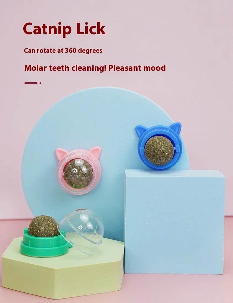 Rotating Cat Mint Ball New Cat's ears (Steamed cat-ear shaped bread) Pet Molar Toy Interactive Lickle Pet Products