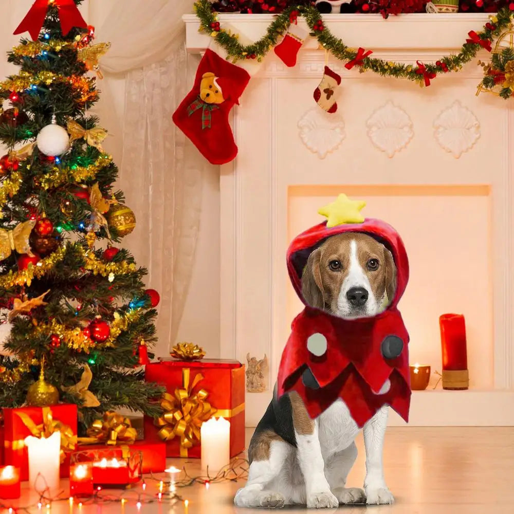 Dog Christmas Outfit Pet Cat Hoodies Dog Christmas Clothes Kitten Dress Up Skin-Friendly Winter Apparel For Small To Large Pets