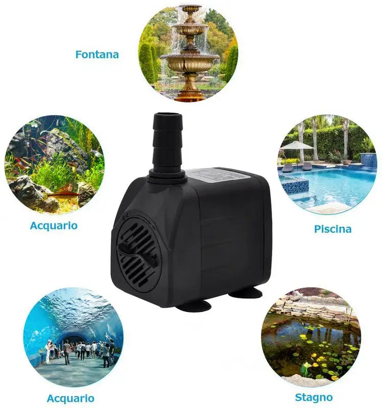 W Ultra Quiet Submersible Water Fountain Filter Fish Pond Aquarium Water Pump Tank Fountain With 12 Lights
