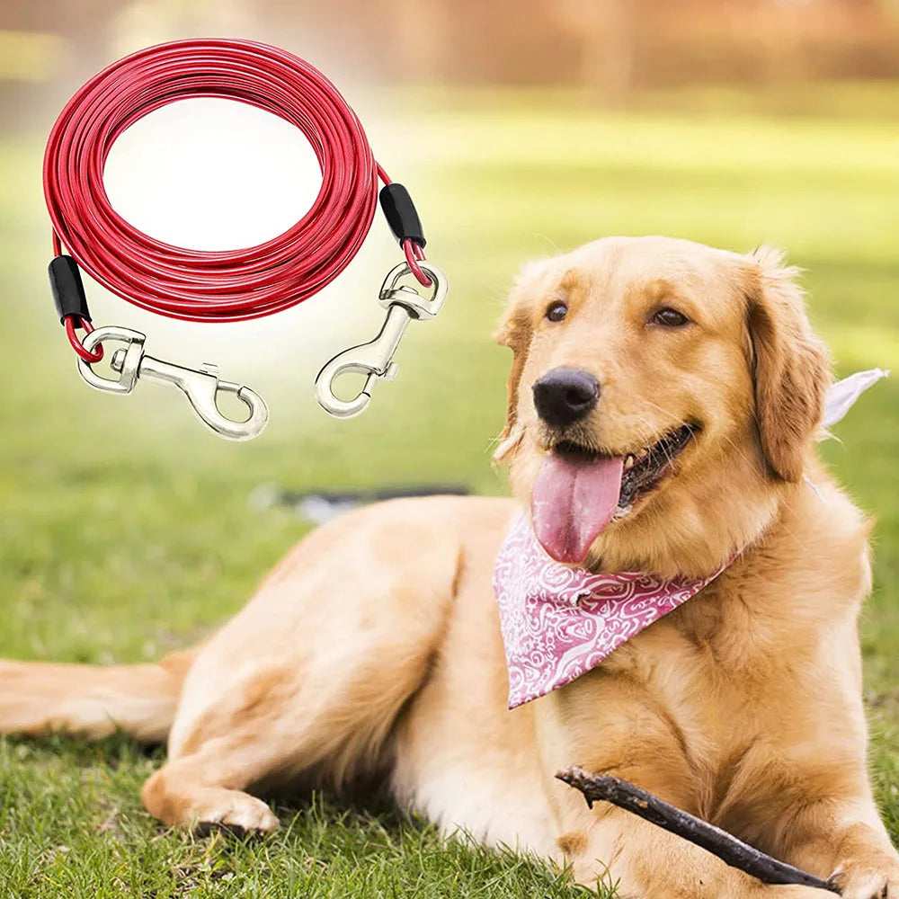 Pet Dog Tie Out Cable for Dogs Up to 125 Pounds 3m 5m 10m Outdoor Dog Steel Cable with Strong Big Hook Stainless Steel Dog Leash