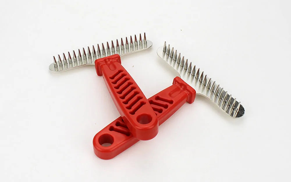 Dog Rake Deshedding Dematting Brush Comb Undercoat Rake for Dogs Cats Short Long Hair Pet Brushes Shedding with Double Row Pins