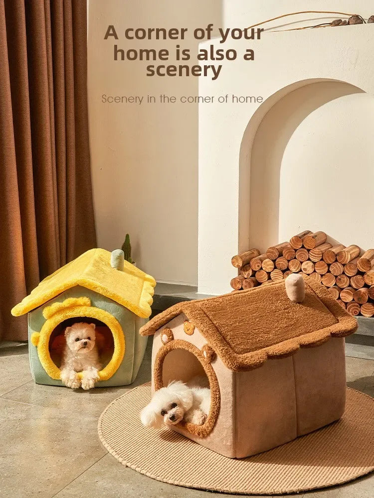 The kennel is universal in all seasons, the house type is small, the dog can be dismantled and washed, the dog house cat litter