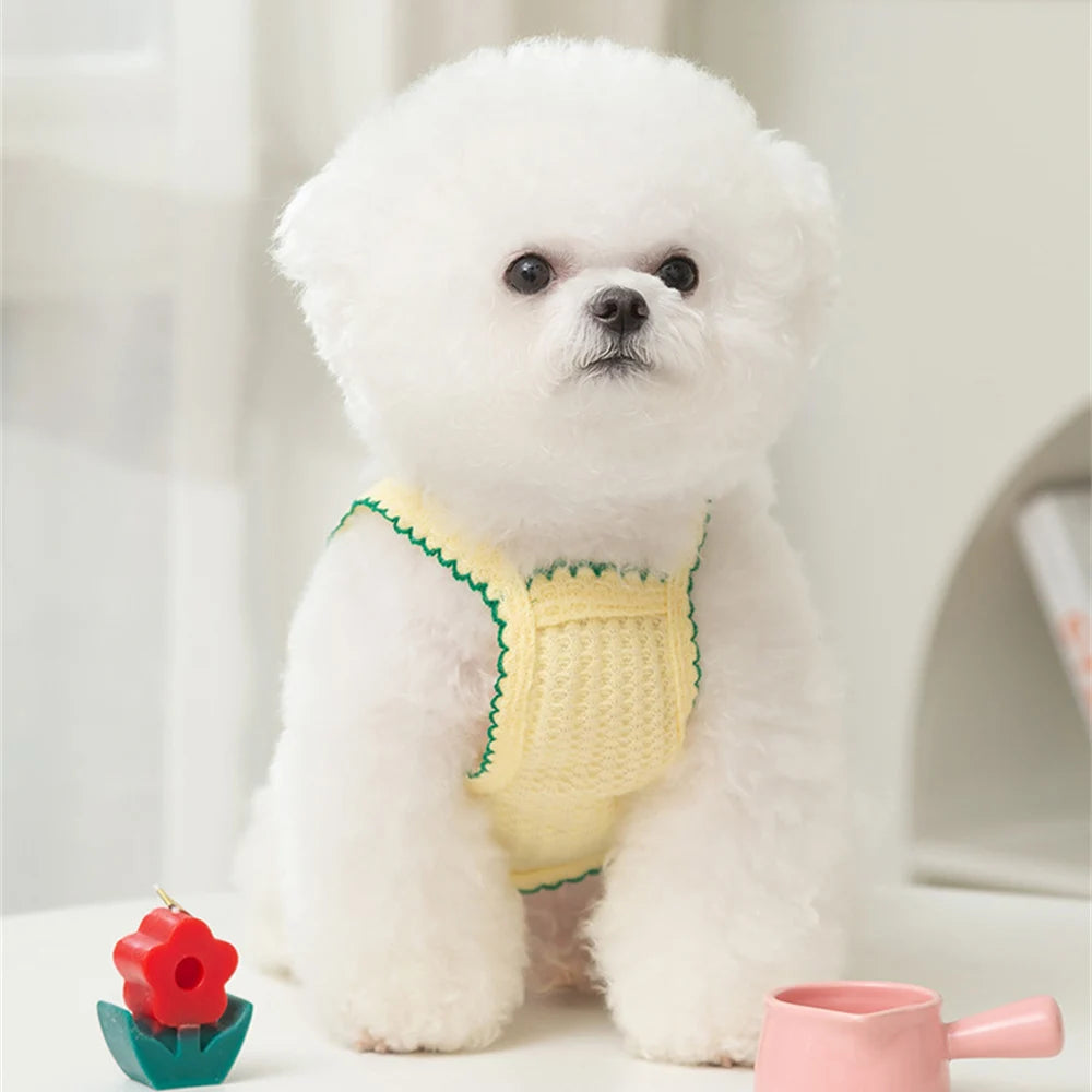 Sweet Puppy Dog Camisole Vest for Small Dogs Summer Pet Clothes Pomeranian Maltese Shirts mascotas Flower Embroidered Clothing