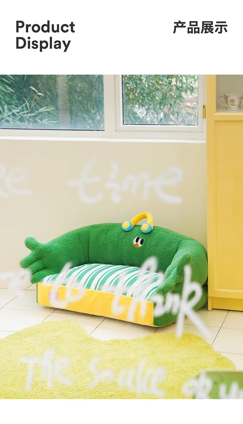Zeze green lush pet bed cat litter all seasons removable dog litter teddy bear small dog warm sofa