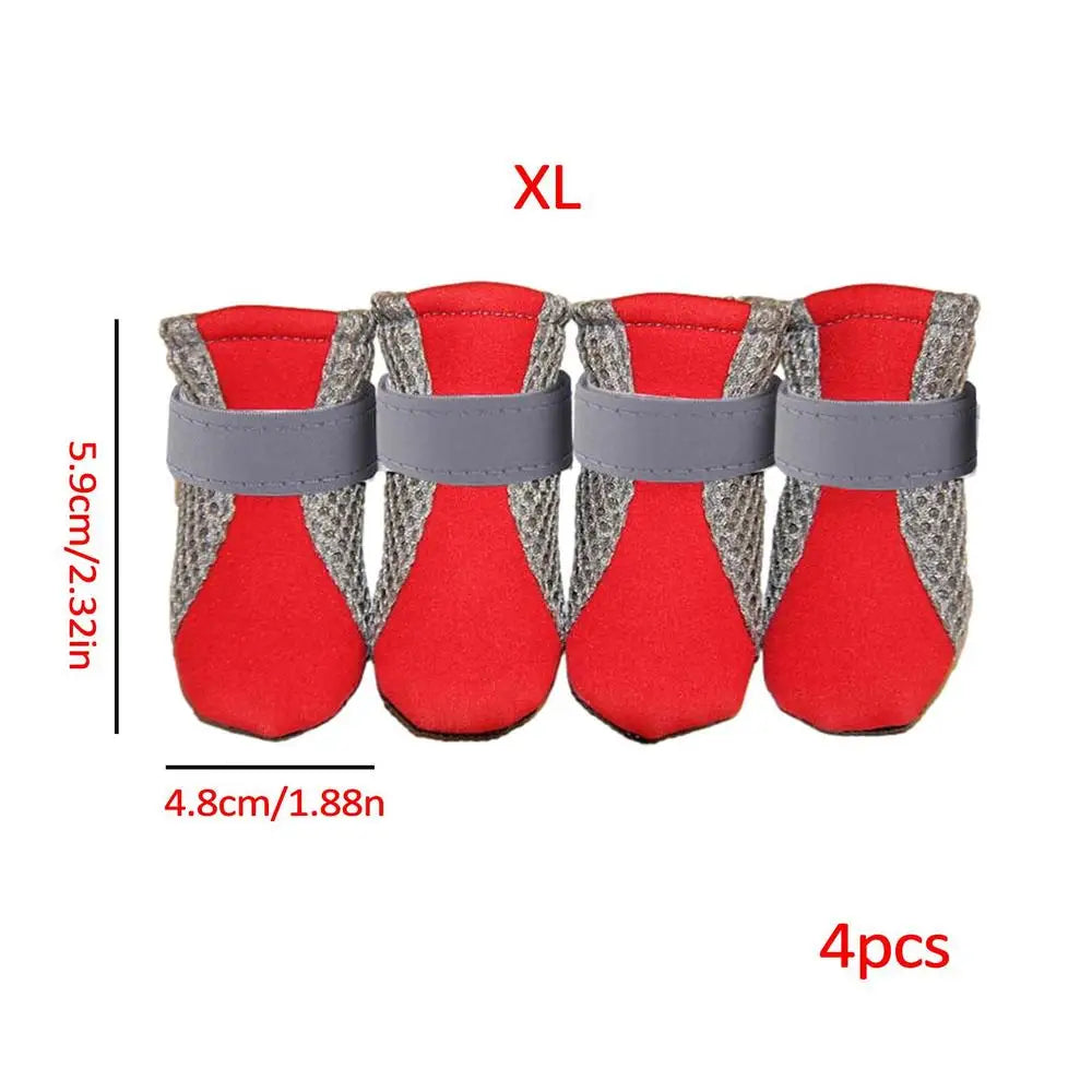 Small Dog Shoes Mesh Hiking Boots Paw Protector 4pcs Breathable Dog Shoes Adjustable Non Slip For Outdoor Running Walking Summer